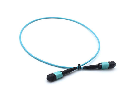 FTTH 통신 MPO 단순한 접속 코드, 파랑 8 핵심/12는 광학 섬유 케이블 APC 폴란드어를 응어리를 뺍니다 협력 업체